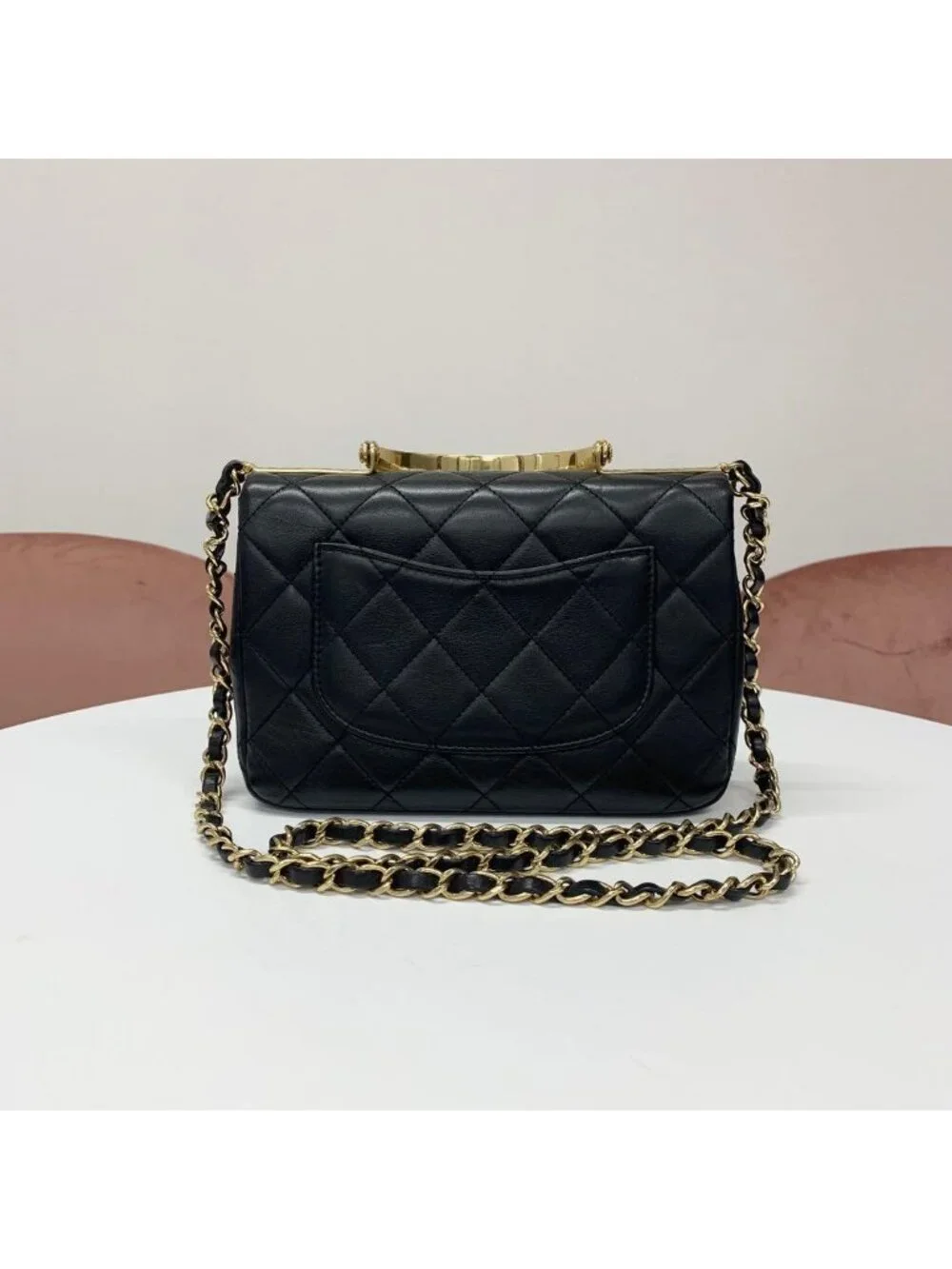 Chanel Quilted Top Handle CC Logo Leather